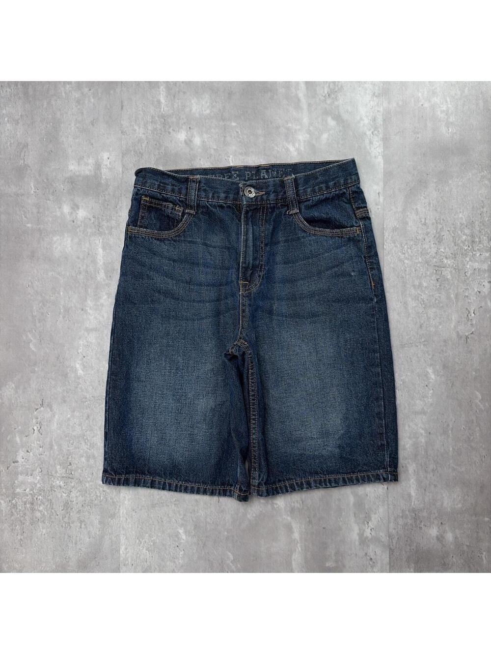Y2K Dark Wash Free Planet Grunge Baggy Skater Denim Jorts